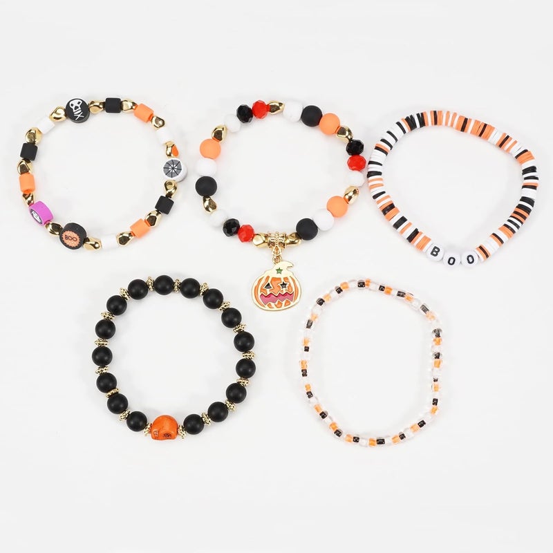 Lonext Halloween Bracelets Stackable Heishi Beaded Stretch Bracelets - Image 5